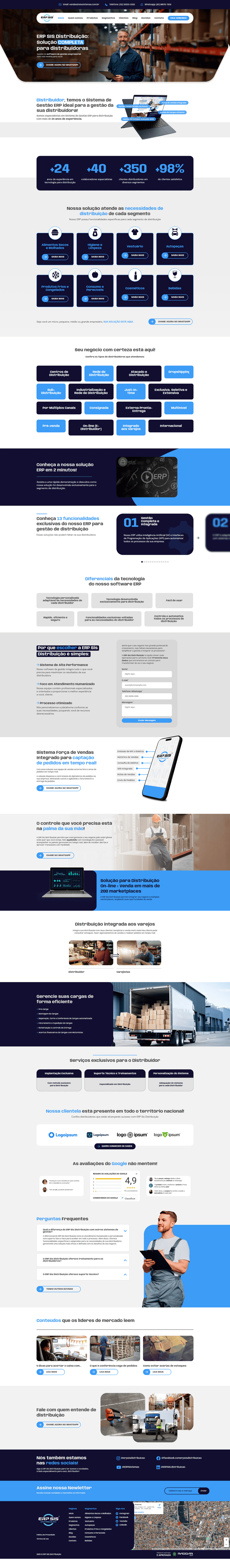 ERP Sis Distribuição | WebSite desenvolvido pela Raddar Digital